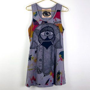Mirror Cotton Tank Dress with Hamsa Hand Design